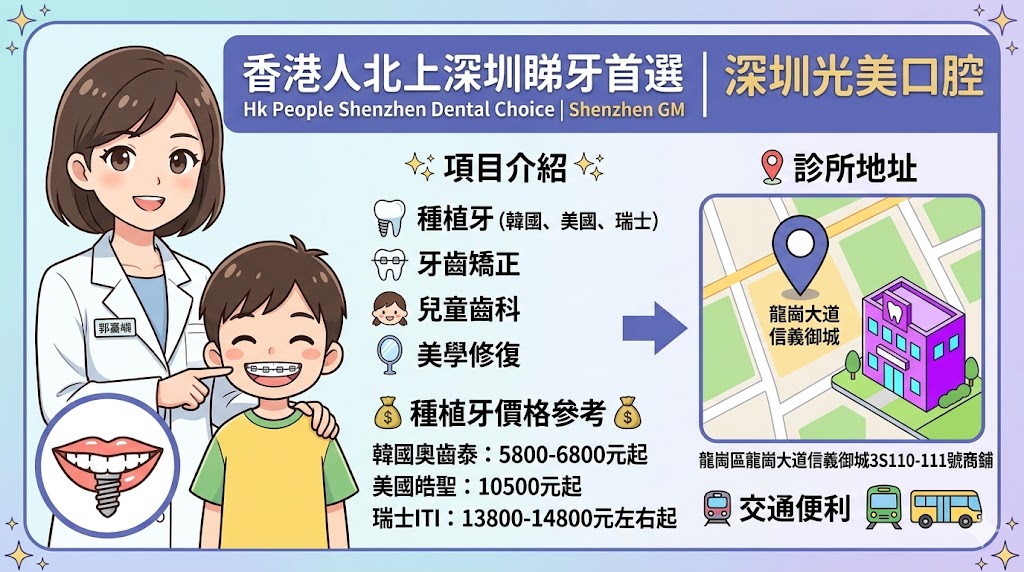 香港人北上深圳睇牙選擇多嗎？深圳光美口腔診所地址、種植牙收費及醫生介紹
